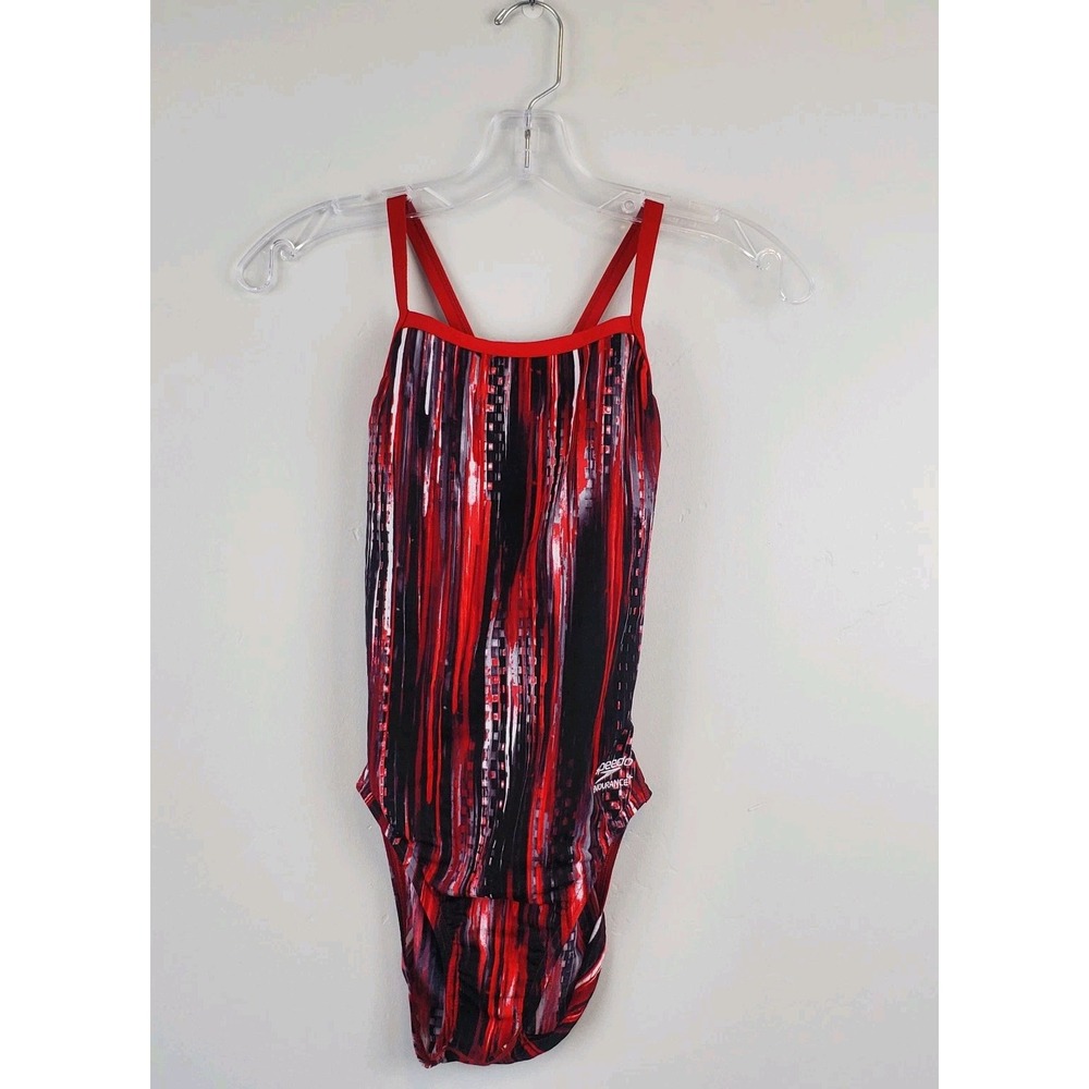 Women's Speedo Endurance+ One piece athletic swimsuit size 4/30 Red And Black